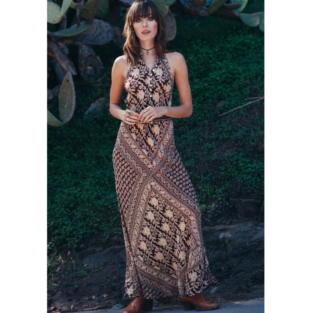 RAGA Harvest Moon Maxi Tank Dress Maroon Print - Picture 4 of 6
